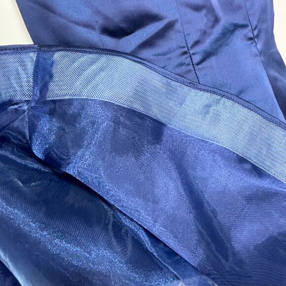 Sherri Hill Pink, Navy Empire Waist Strapless Mermaid Full Length Formal Gown 0 - Picture 15 of 16